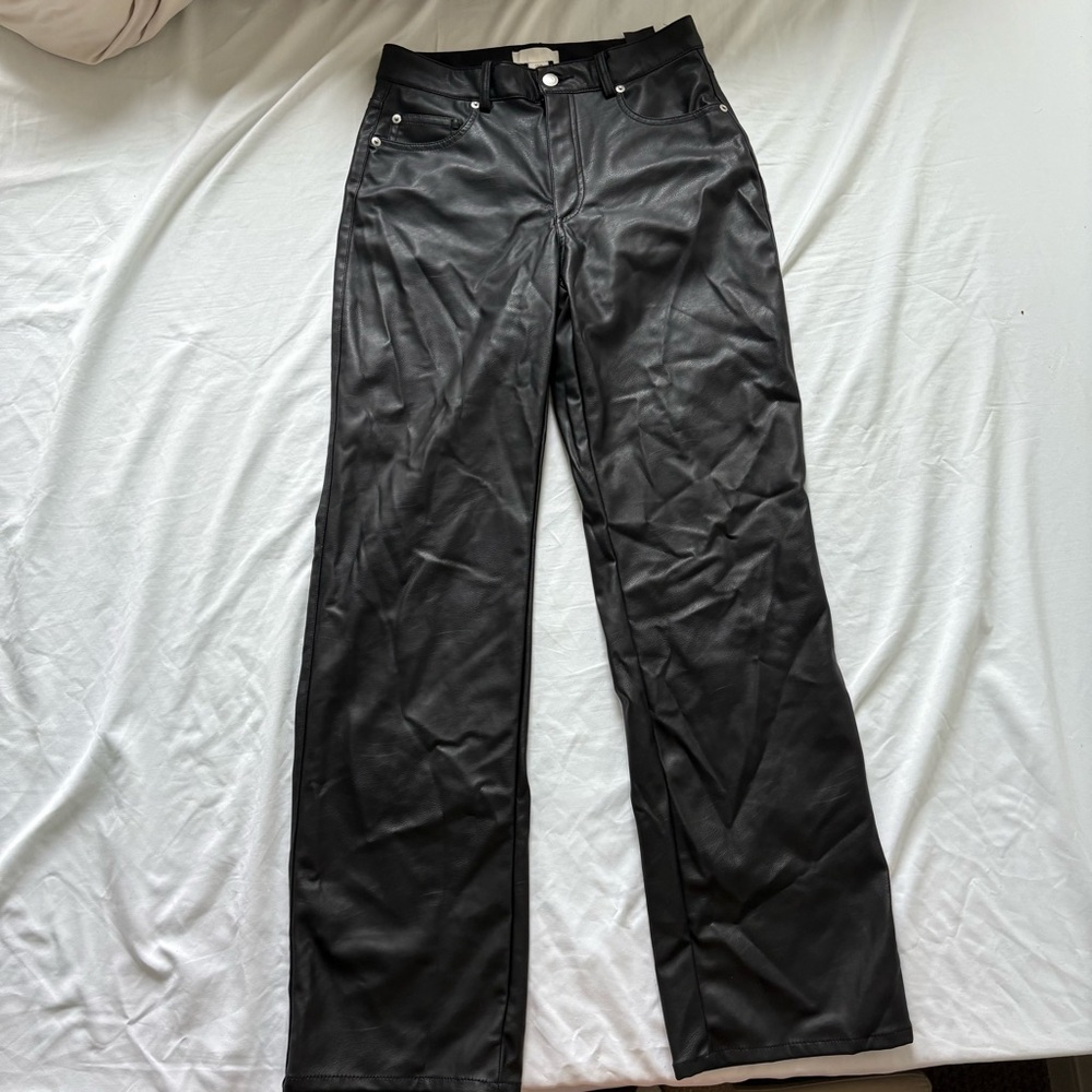 H&M Wide Leg Faux Leather Pants